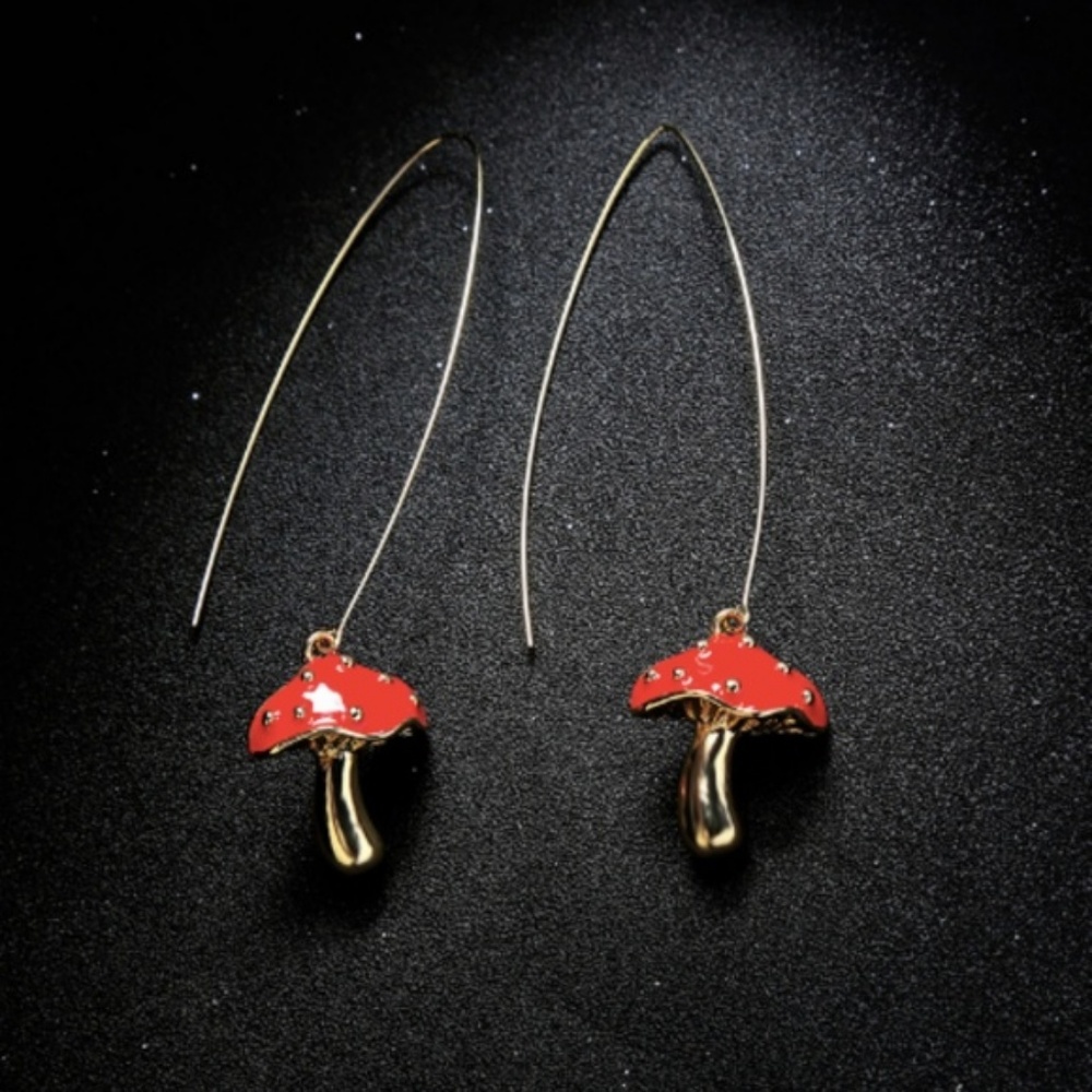 🍄LAST PAIR🍄New Red and Gold Mushroom earrings - Picture 2 of 8